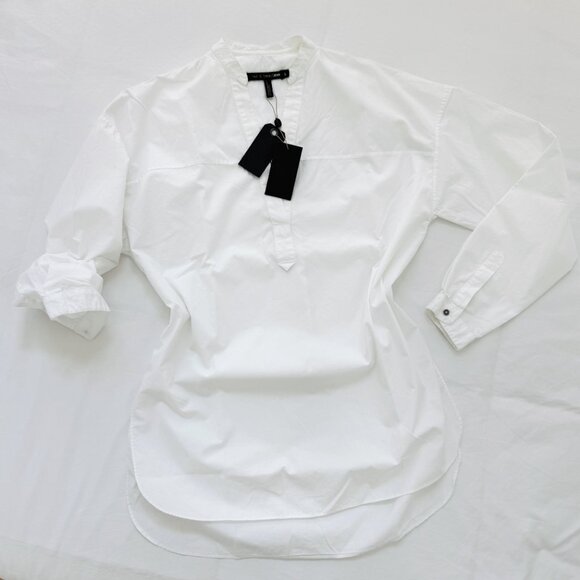 NEW rag & bone Barcelona white tunic collarless high low tennis hem size S Small - Picture 1 of 3